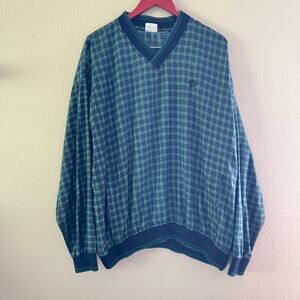 Vintage Jerzees men Windbreaker jacket blue green Nylon